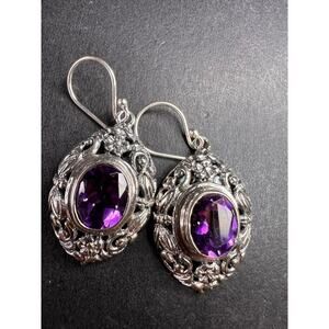 NEW Bali rose de France amethyst sterling silver dragonfly earrings